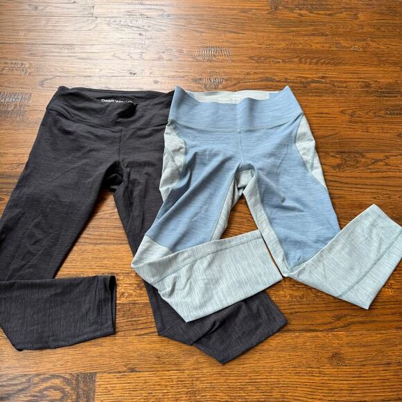 Pair of Outdoor Voices Crop Leggings Two-Tone Tech Sweat Blue & Heathered Gray S - Picture 1 of 11